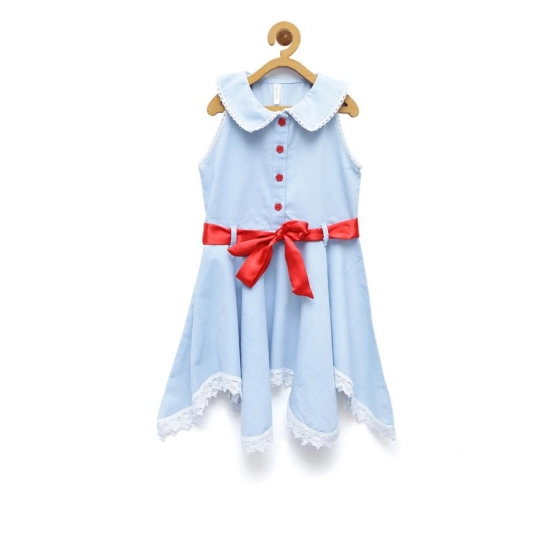 Generic Girl's Denim Lace Solid Sleeveless Shirt collar Dress (Light Blue) Generic Girl's Denim Lace Solid Sleeveless Shirt collar Dress (Light Blue)