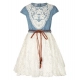 Generic Girl's Denim Embroidery Short Sleeve Round Neck Dress (White) Generic Girl's Denim Embroidery Short Sleeve Round Neck Dress (White)