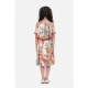 Generic Girl's Satin Floral Printed Cold Shoulder Round Neck Dress (Peach) Generic Girl's Satin Floral Printed Cold Shoulder Round Neck Dress (Peach)