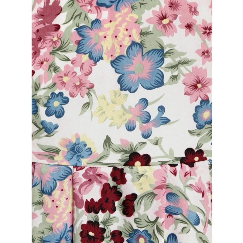 Girl's Polyester Crepe Printed Short Sleeve Round Neck Dress (Multicolor) Girl's Polyester Crepe Printed Short Sleeve Round Neck Dress (Multicolor)