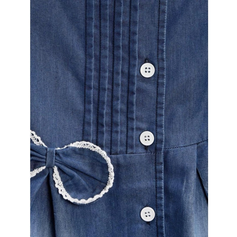 Generic Girl's Denim Striped Sleeveless Round Neck Dress (Blue) Generic Girl's Denim Striped Sleeveless Round Neck Dress (Blue)