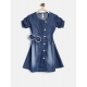 Generic Girl's Denim Striped Sleeveless Round Neck Dress (Blue) Generic Girl's Denim Striped Sleeveless Round Neck Dress (Blue)