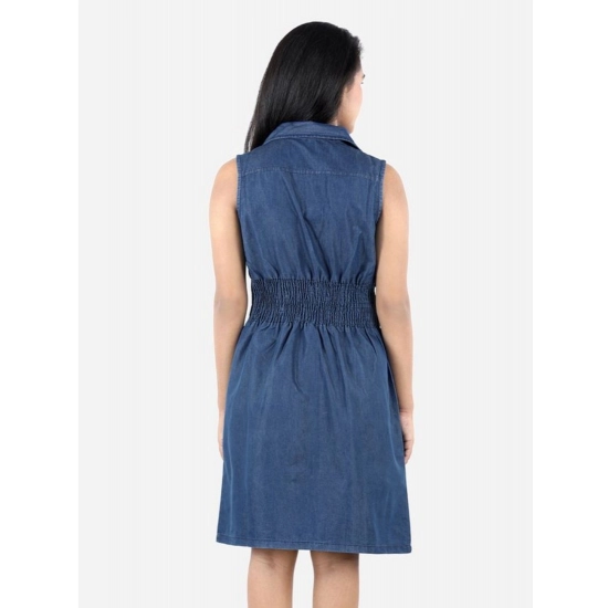 Generic Girl's Denim Solid Sleeveless Shirt collar Dress (Blue) Generic Girl's Denim Solid Sleeveless Shirt collar Dress (Blue)