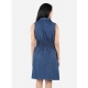 Generic Girl's Denim Solid Sleeveless Shirt collar Dress (Blue) Generic Girl's Denim Solid Sleeveless Shirt collar Dress (Blue)