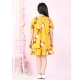 Generic Girl's Polyester Crepe Floral Printed Slit Sleeve Round Neck Dress (Yellow-Red) Generic Girl's Polyester Crepe Floral Printed Slit Sleeve Round Neck Dress (Yellow-Red)