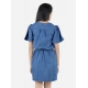 Generic Girl's Denim Solid Short Sleeve V-Neck Dress (Blue) Generic Girl's Denim Solid Short Sleeve V-Neck Dress (Blue)