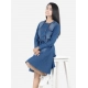Generic Girl's Denim Solid Long Sleeve Round Neck Dress (Blue) Generic Girl's Denim Solid Long Sleeve Round Neck Dress (Blue)
