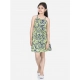 Generic Girl's Polyester Floral Printed Short Sleeve Round Neck Dress (Blue-Yellow) Generic Girl's Polyester Floral Printed Short Sleeve Round Neck Dress (Blue-Yellow)
