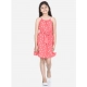 Generic Girl's Polyester Printed Short Sleeve Round Neck Dress (Orange) Generic Girl's Polyester Printed Short Sleeve Round Neck Dress (Orange)