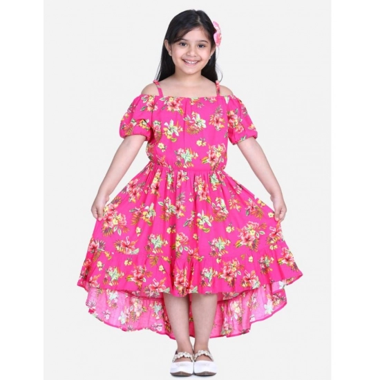 Generic Girl's Rayon Solid Short Sleeve Shoulder Straps Dress (Pink) Generic Girl's Rayon Solid Short Sleeve Shoulder Straps Dress (Pink)