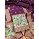 Generic Women's Banarasi Silk Printed Unstitched Salwar Suit Material With Dupatta (Wine, 3Mtrs) Generic Women's Banarasi Silk Printed Unstitched Salwar Suit Material With Dupatta (Wine, 3Mtrs)