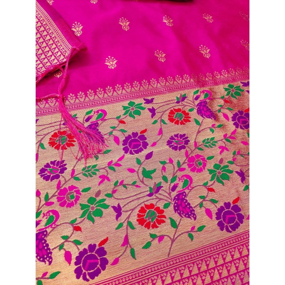 Generic Women's Banarasi Silk Printed Unstitched Salwar Suit Material With Dupatta (Pink, 3Mtrs) Generic Women's Banarasi Silk Printed Unstitched Salwar Suit Material With Dupatta (Pink, 3Mtrs)