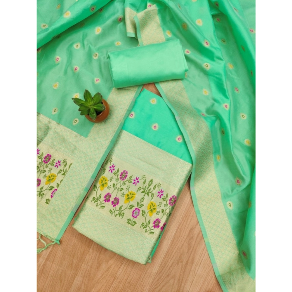 Generic Women's Banarasi Silk Printed Unstitched Salwar Suit Material With Dupatta (Sea Green, 3Mtrs) Generic Women's Banarasi Silk Printed Unstitched Salwar Suit Material With Dupatta (Sea Green, 3Mtrs)