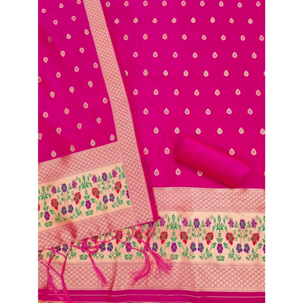 Generic Women's Banarasi Silk Printed Unstitched Salwar Suit Material With Dupatta (Pink, 3Mtrs) Generic Women's Banarasi Silk Printed Unstitched Salwar Suit Material With Dupatta (Pink, 3Mtrs)