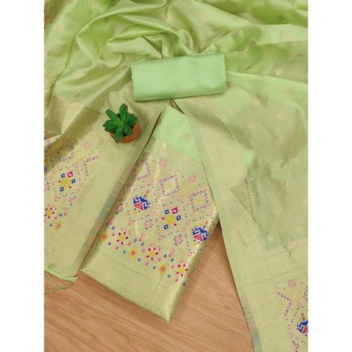 Women's Banarasi Silk Printed Unstitched Salwar Suit Material With Dupatta (Pista, 3Mtrs) Women's Banarasi Silk Printed Unstitched Salwar Suit Material With Dupatta (Pista, 3Mtrs)