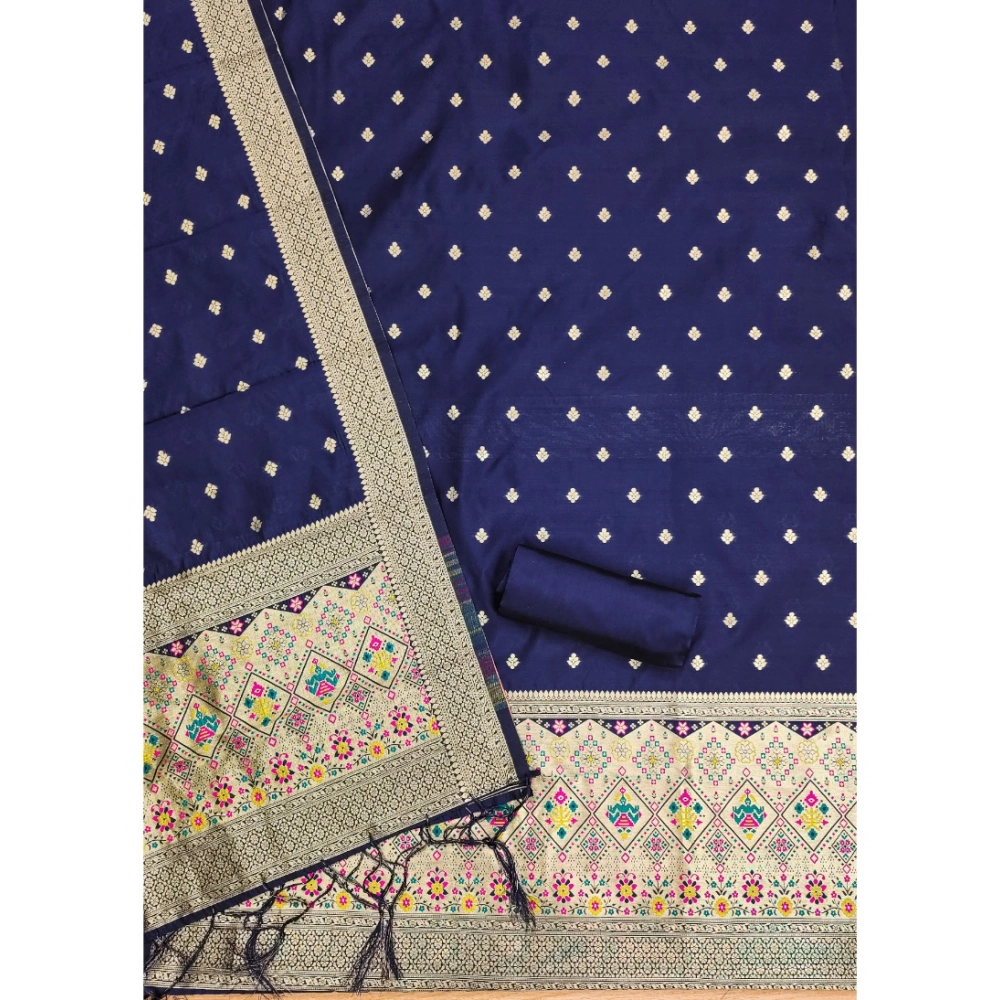 Generic Women's Banarasi Silk Printed Unstitched Salwar Suit Material With Dupatta (Navy Blue, 3Mtrs) Generic Women's Banarasi Silk Printed Unstitched Salwar Suit Material With Dupatta (Navy Blue, 3Mtrs)
