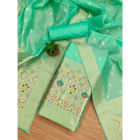 Generic Women's Banarasi Silk Printed Unstitched Salwar Suit Material With Dupatta (Sea Green, 3Mtrs) Generic Women's Banarasi Silk Printed Unstitched Salwar Suit Material With Dupatta (Sea Green, 3Mtrs)