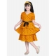 Generic Girl's Polyester Crepe Printed Puff V-Neck Dress (Orange) Generic Girl's Polyester Crepe Printed Puff V-Neck Dress (Orange)