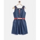 Generic Girl's Denim Solid Sleeveless Round Neck Dress (Blue) Generic Girl's Denim Solid Sleeveless Round Neck Dress (Blue)