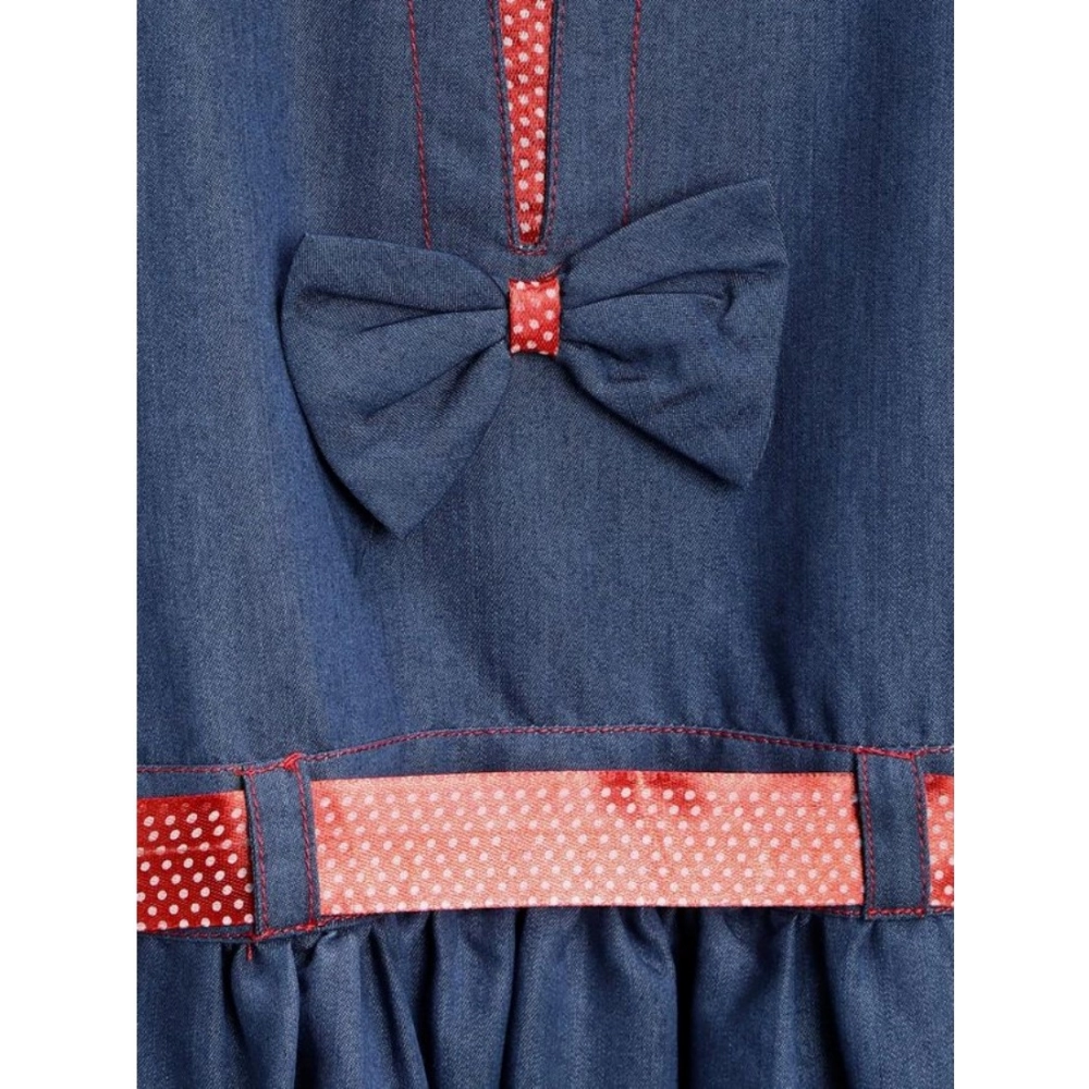 Generic Girl's Denim Solid Sleeveless Round Neck Dress (Blue) Generic Girl's Denim Solid Sleeveless Round Neck Dress (Blue)