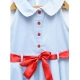 Generic Girl's Denim Lace Solid Sleeveless Shirt collar Dress (Light Blue)