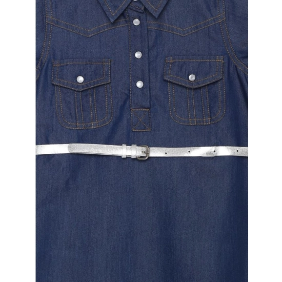 Generic Girl's Denim Solid Short Sleeve Shirt collar Dress (Blue) Generic Girl's Denim Solid Short Sleeve Shirt collar Dress (Blue)