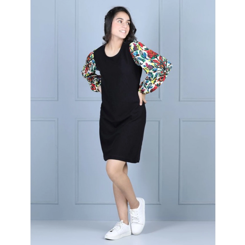 Generic Girl's Polyester Printed Long Sleeve Round Neck Dress (Multicolor) Generic Girl's Polyester Printed Long Sleeve Round Neck Dress (Multicolor)