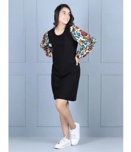 Generic Girl's Polyester Printed Long Sleeve Round Neck Dress (Multicolor) Generic Girl's Polyester Printed Long Sleeve Round Neck Dress (Multicolor)