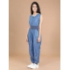 Generic Girl's Denim Solid Shoulder Straps V-Neck Dress (Blue) Generic Girl's Denim Solid Shoulder Straps V-Neck Dress (Blue)