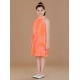 Generic Girl's Polyester Crepe Printed Sleeveless Round Neck Dress (Orange) Generic Girl's Polyester Crepe Printed Sleeveless Round Neck Dress (Orange)