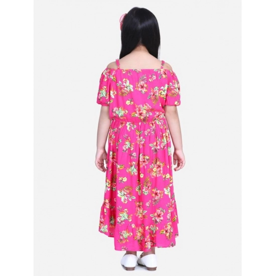 Generic Girl's Rayon Solid Short Sleeve Shoulder Straps Dress (Pink) Generic Girl's Rayon Solid Short Sleeve Shoulder Straps Dress (Pink)