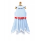 Generic Girl's Denim Lace Solid Sleeveless Shirt collar Dress (Light Blue)