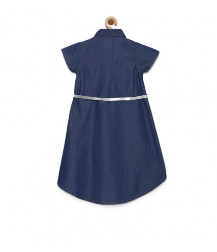 Generic Girl's Denim Solid Short Sleeve Shirt collar Dress (Blue) Generic Girl's Denim Solid Short Sleeve Shirt collar Dress (Blue)