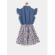 Generic Girl's Denim-Cotton Striped Flutter Shirt Collar Dress (Multicolor) Generic Girl's Denim-Cotton Striped Flutter Shirt Collar Dress (Multicolor)