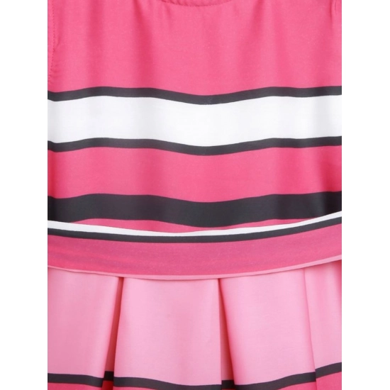 Generic Girl's Satin Striped Sleeveless Round Neck Dress (Pink)