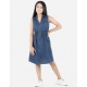 Generic Girl's Denim Solid Sleeveless Shirt collar Dress (Blue) Generic Girl's Denim Solid Sleeveless Shirt collar Dress (Blue)