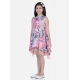 Generic Girl's Polyester Crepe Net Printed Sleeveless Round Neck Dress (Pink-Blue) Generic Girl's Polyester Crepe Net Printed Sleeveless Round Neck Dress (Pink-Blue)