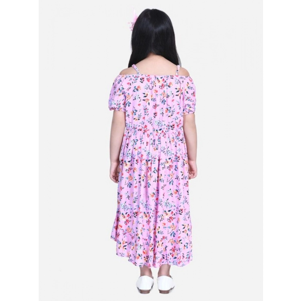 Generic Girl's Rayon Solid Short Sleeve Shoulder Straps Dress (Light Pink) Generic Girl's Rayon Solid Short Sleeve Shoulder Straps Dress (Light Pink)