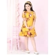 Generic Girl's Polyester Crepe Floral Printed Slit Sleeve Round Neck Dress (Yellow-Red) Generic Girl's Polyester Crepe Floral Printed Slit Sleeve Round Neck Dress (Yellow-Red)
