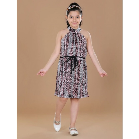 Generic Girl's Polyester Crepe Printed Sleeveless Round Neck Dress (Black-Pink) Generic Girl's Polyester Crepe Printed Sleeveless Round Neck Dress (Black-Pink)