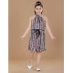 Generic Girl's Polyester Crepe Printed Sleeveless Round Neck Dress (Black-Pink) Generic Girl's Polyester Crepe Printed Sleeveless Round Neck Dress (Black-Pink)