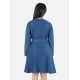 Generic Girl's Denim Solid Long Sleeve Round Neck Dress (Blue) Generic Girl's Denim Solid Long Sleeve Round Neck Dress (Blue)