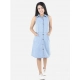 Generic Girl's Denim Solid Sleeveless Shirt collar Dress (Blue) Generic Girl's Denim Solid Sleeveless Shirt collar Dress (Blue)