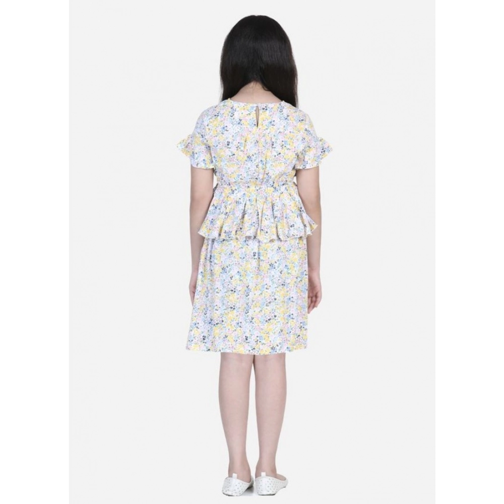 Generic Girl's Rayon Floral Printed Short Sleeve V-Neck Dress (Multicolor) Generic Girl's Rayon Floral Printed Short Sleeve V-Neck Dress (Multicolor)
