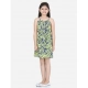 Generic Girl's Polyester Floral Printed Short Sleeve Round Neck Dress (Blue-Yellow) Generic Girl's Polyester Floral Printed Short Sleeve Round Neck Dress (Blue-Yellow)