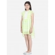 Generic Girl's Polyester Chiffon Solid Short Sleeve Round Neck Dress (Lime Green) Generic Girl's Polyester Chiffon Solid Short Sleeve Round Neck Dress (Lime Green)