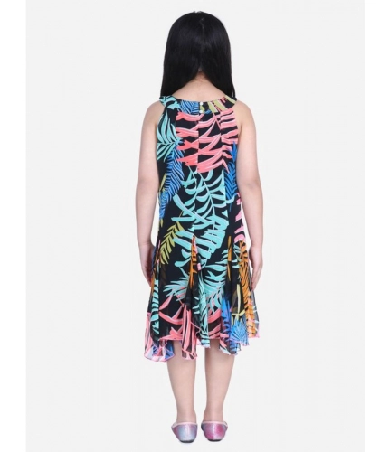 Generic Girl's Polyester Crepe Floral Printed Sleeveless Round Neck Dress (Multicolor) Generic Girl's Polyester Crepe Floral Printed Sleeveless Round Neck Dress (Multicolor)