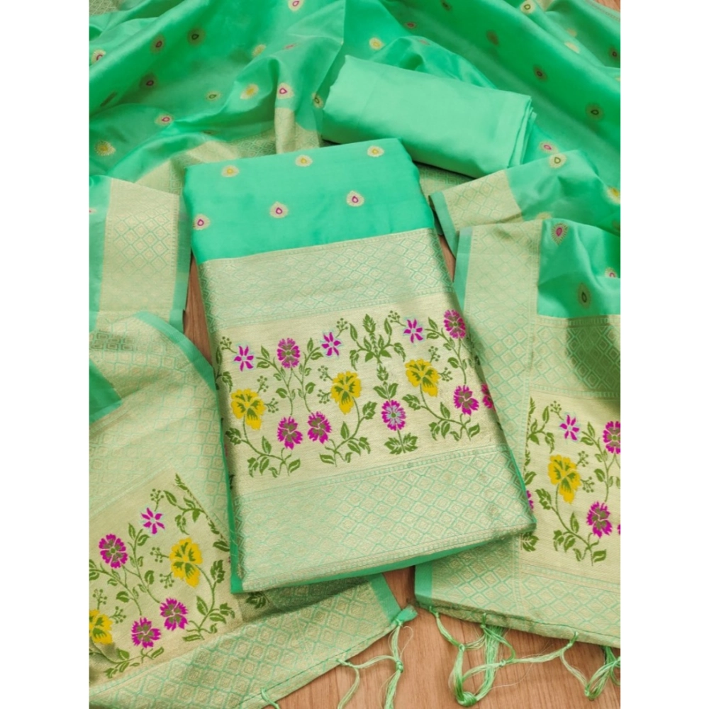 Generic Women's Banarasi Silk Printed Unstitched Salwar Suit Material With Dupatta (Sea Green, 3Mtrs) Generic Women's Banarasi Silk Printed Unstitched Salwar Suit Material With Dupatta (Sea Green, 3Mtrs)