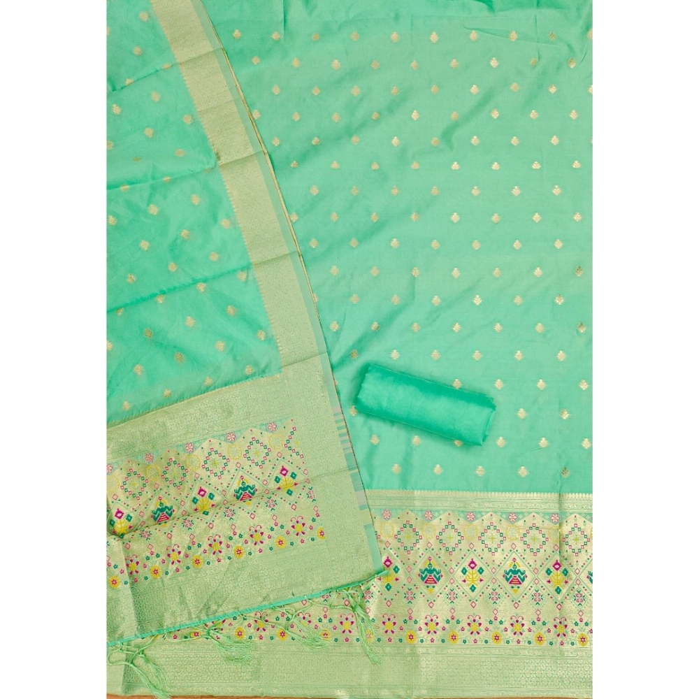 Generic Women's Banarasi Silk Printed Unstitched Salwar Suit Material With Dupatta (Sea Green, 3Mtrs) Generic Women's Banarasi Silk Printed Unstitched Salwar Suit Material With Dupatta (Sea Green, 3Mtrs)