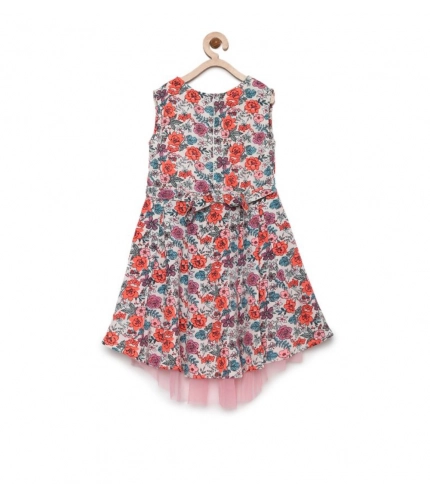 Generic Girl's Polyester Crepe Printed Sleeveless Round Neck Dress (Multicolor) Generic Girl's Polyester Crepe Printed Sleeveless Round Neck Dress (Multicolor)